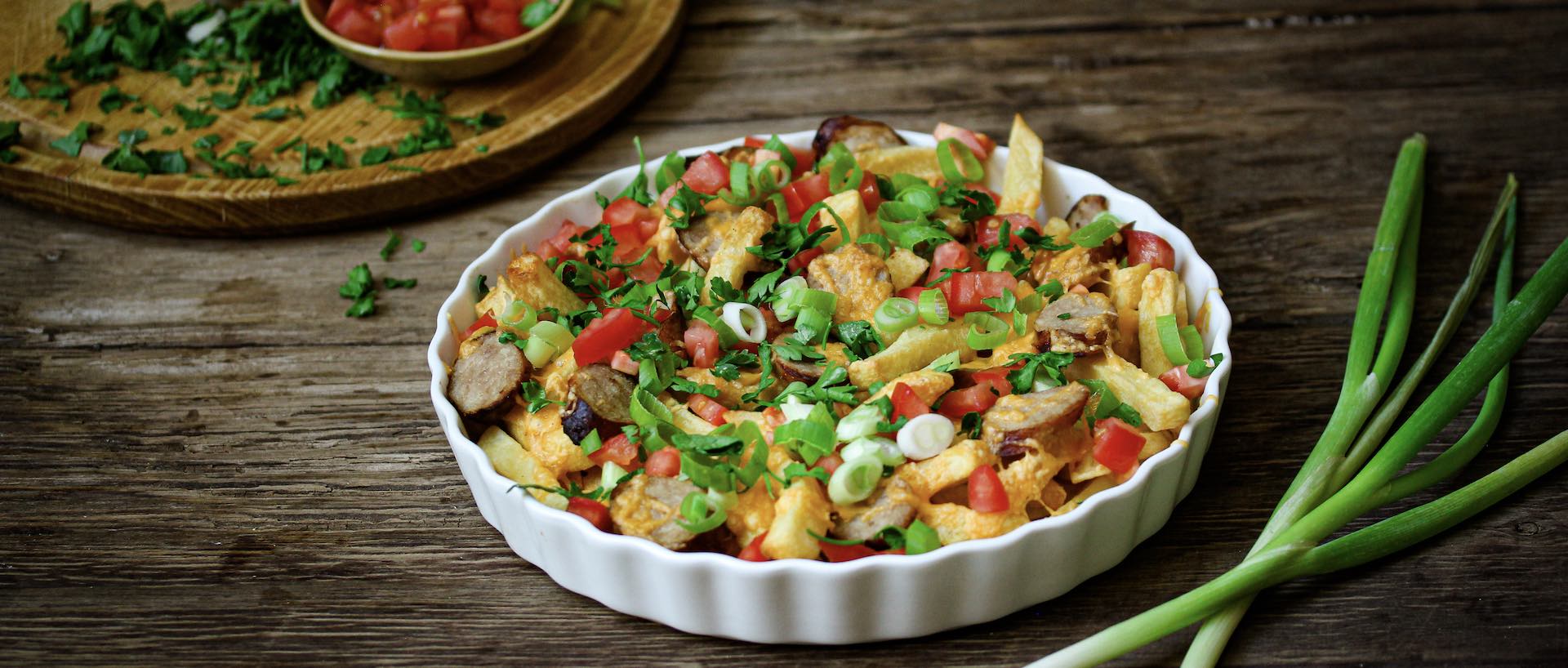 Pork Bangers Loaded Fries