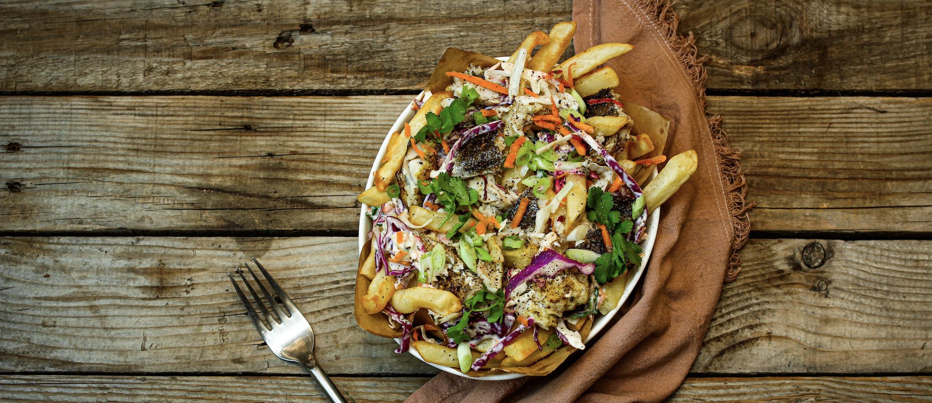 Grilled Fish Loaded Fries