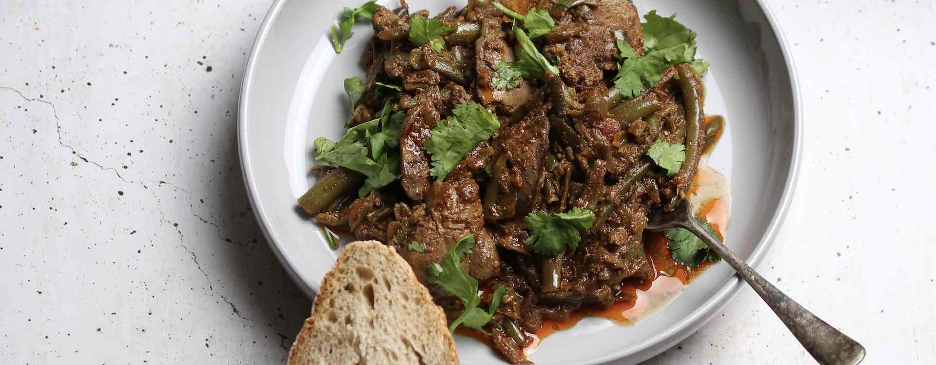 Chicken Livers & Green Beans