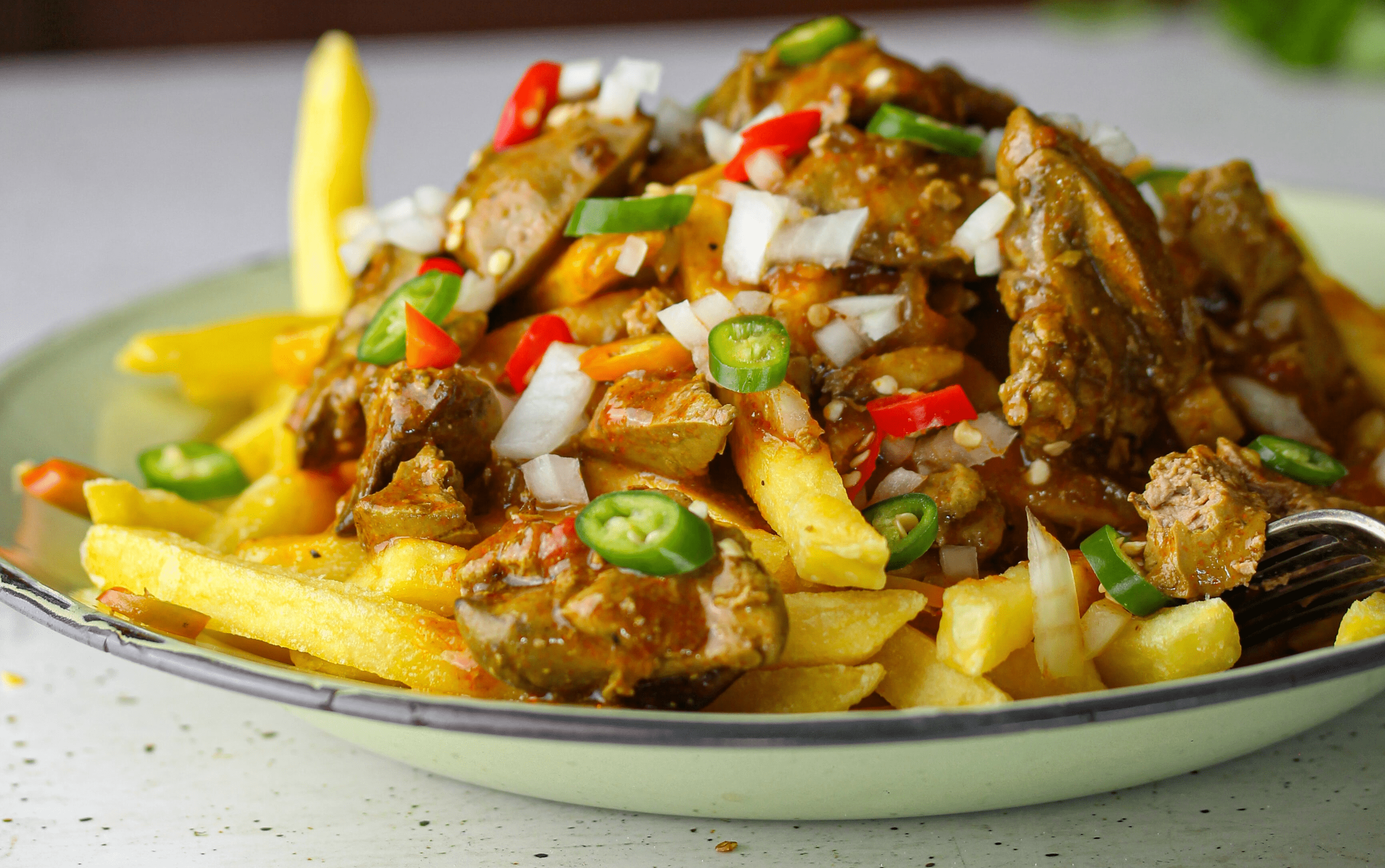Peri Chicken Livers Loaded Fries