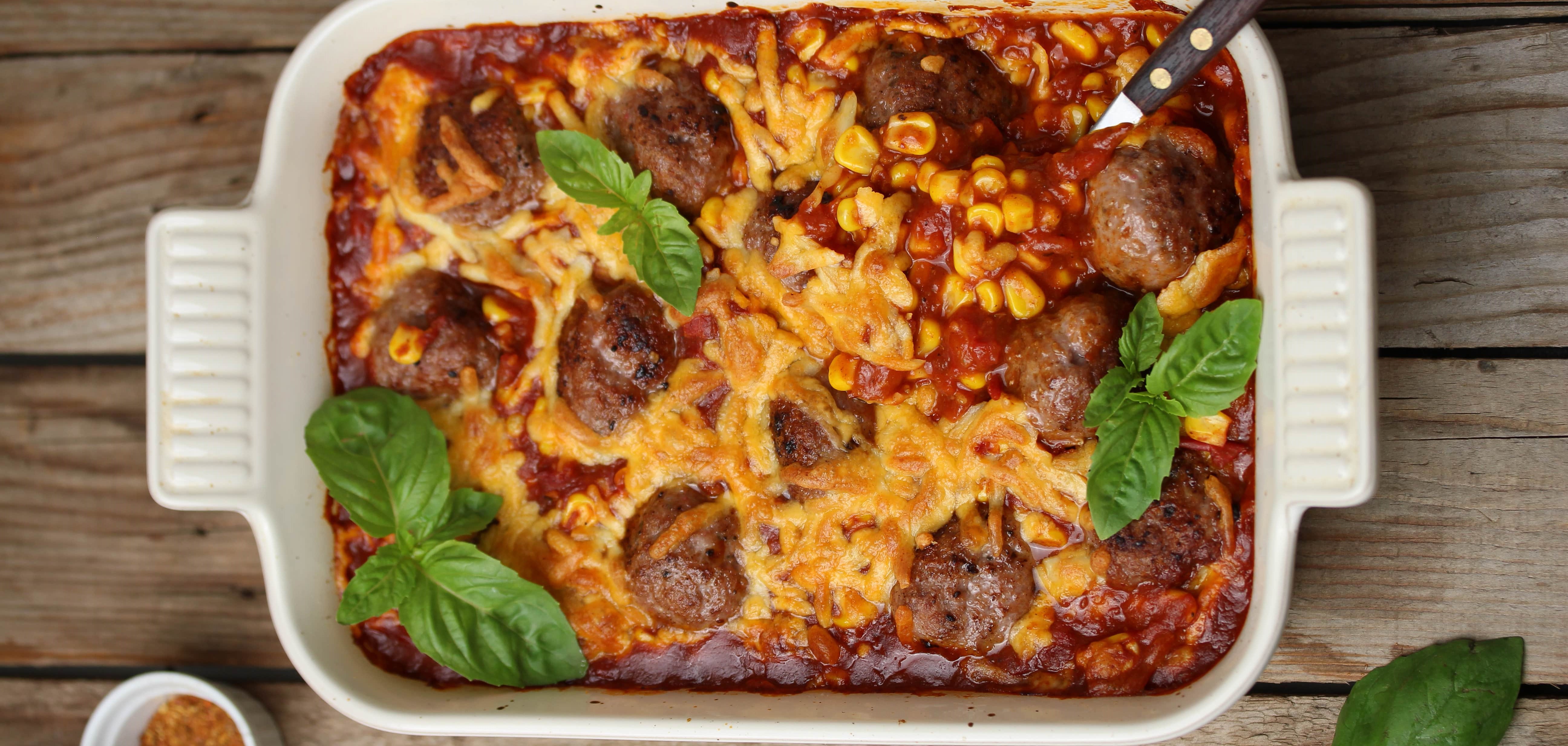 Baked Meatballs with Corn