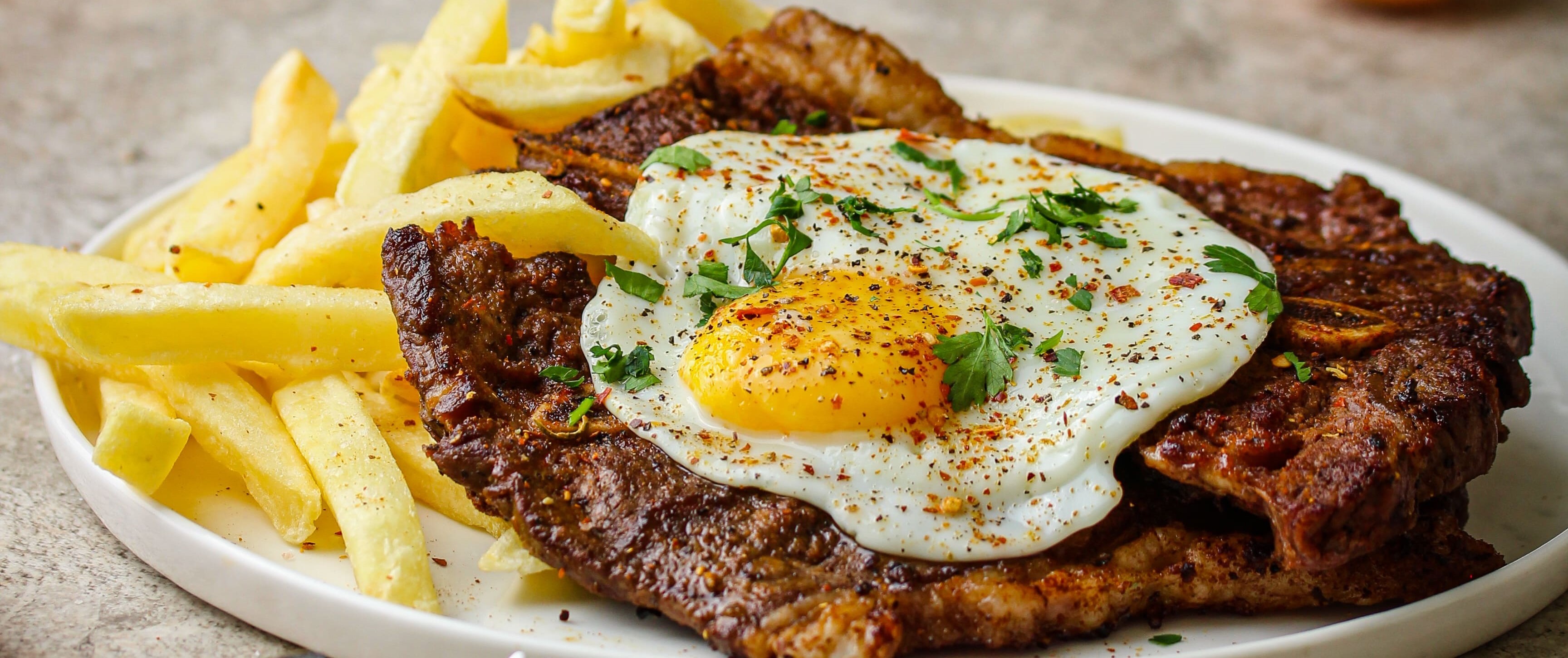 Steak, Egg and Chips